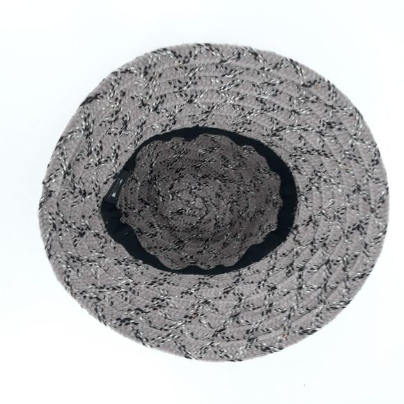 August Hat Lavender Gray Flecked Striped Flower Cloche Bucket Black Flower - Picture 6 of 10